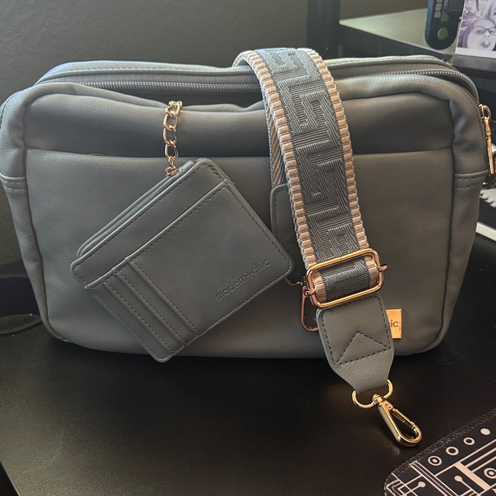 Dusty Blue Alice Modern and Chic Crossbody bag